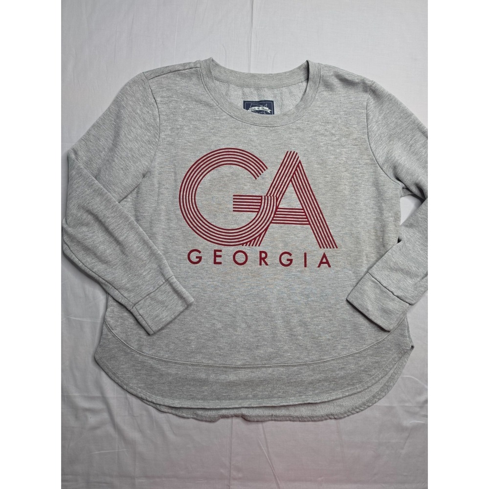 State of Mine Sweatshirt Womens Large Gray Georgia Graphic Fleece Lined Pullover